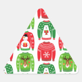 Ugly Xmas Sweaters Polar Bear Snowman Rudolf Red Dreieckiger Aufkleber