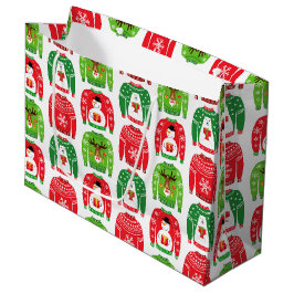 Ugly Xmas Sweaters Polar Bear Snowman Rudolf Red Große Geschenktüte