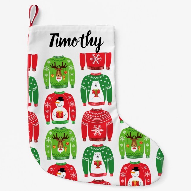 Ugly Xmas Sweaters Polar Bear Snowman Rudolf Red Kleiner Weihnachtsstrumpf (Vorderseite)