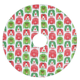 Ugly Xmas Sweaters Polar Bear Snowman Rudolf Red Polyester Weihnachtsbaumdecke