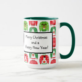 Ugly Xmas Sweaters Polar Bear Snowman Rudolf Red Tasse