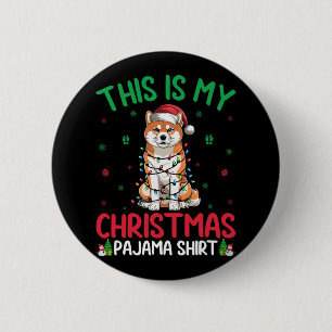 Ugly Xmas Tree Lights Santa Akita Inu Dog Christma Button