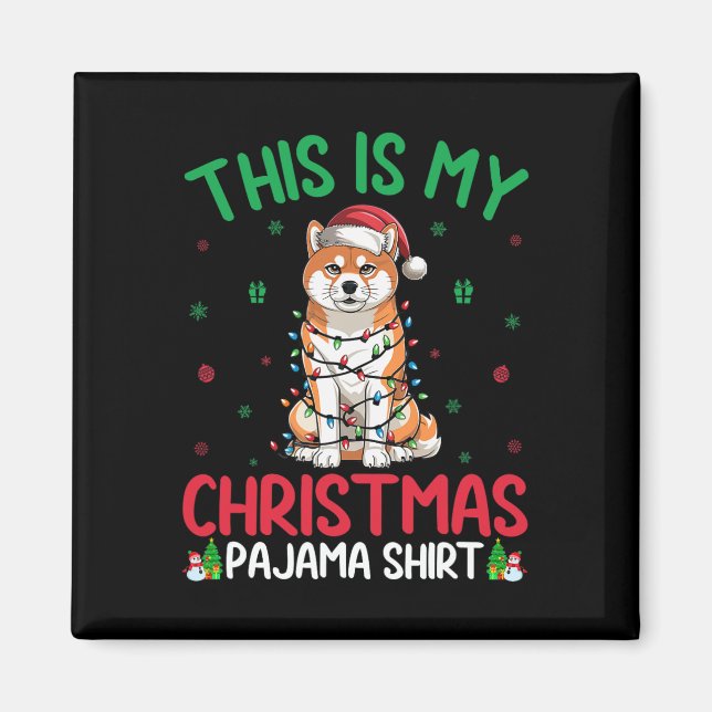 Ugly Xmas Tree Lights Santa Akita Inu Dog Christma Magnet (Vorne)
