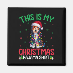 Ugly Xmas Tree Lights Santa Bernedoodle Dog Christ Magnet