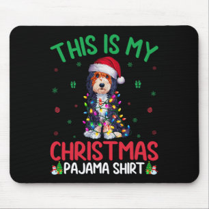 Ugly Xmas Tree Lights Santa Bernedoodle Dog Christ Mousepad