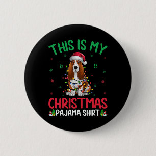Ugly Xmas Tree Lights Santa Bet Hound Dog Christma Button