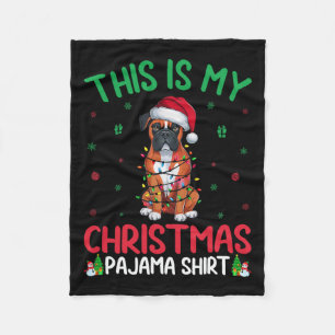 Ugly Xmas Tree Lights Santa Boxer Dog Christmas Pa Fleecedecke