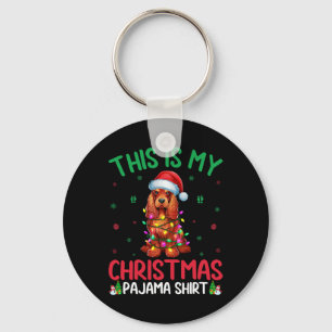 Ugly Xmas Tree Lights Santa Er Spaniel Dog Christm Schlüsselanhänger