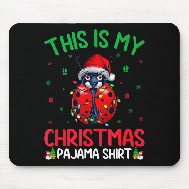 Ugly Xmas Tree Lights Santa Ladybug Christmas Paja Mousepad (Vorne)
