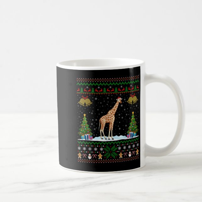 Ugly Xmas Tree Lights Weihnachtsmannmütze Giraffe  Kaffeetasse (Rechts)