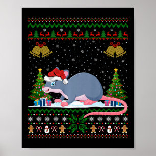 Ugly Xmas Tree Lights Weihnachtsmannmütze Weihnach Poster