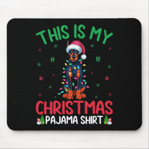 Ugly Xmas Tree Santa Doberman Pinscher Dog Christm Mousepad