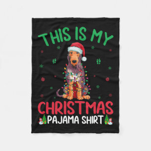 Ugly Xmas Tree Santa Irish Wolfhound Dog Weihnacht Fleecedecke