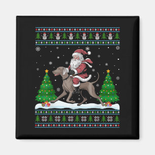 Ugly Xmas Tree Santa Riding Weimaraner Hund Christ Magnet