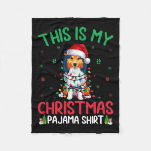 Ugly Xmas Tree Santa Shetland Sheepdog Hund Christ Fleecedecke
