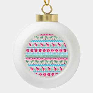 Ugor Christmas Sweater Tropical Flamingo Keramik Kugel-Ornament