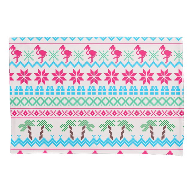 Ugor Christmas Sweater Tropical Flamingo Kissenbezug (Vorderseite)
