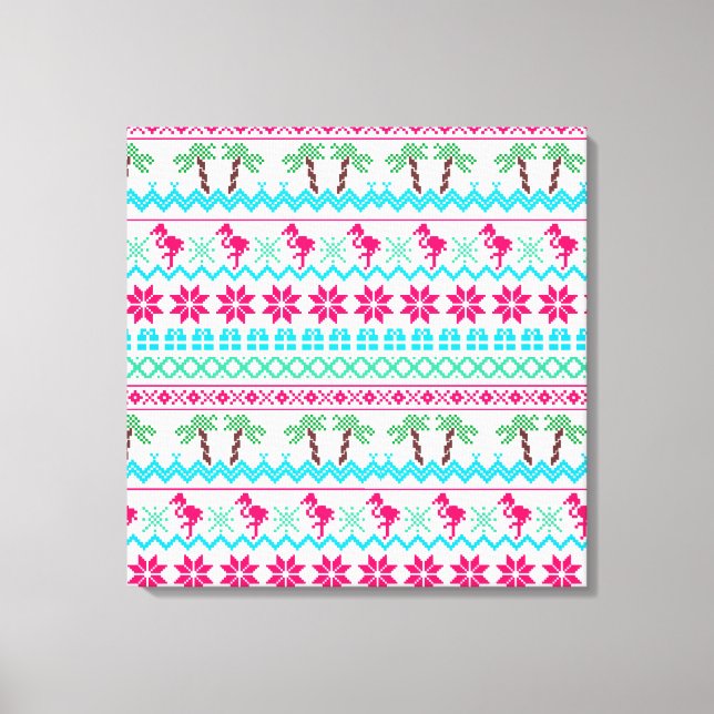 Ugor Christmas Sweater Tropical Flamingo Leinwanddruck (Vorderseite)