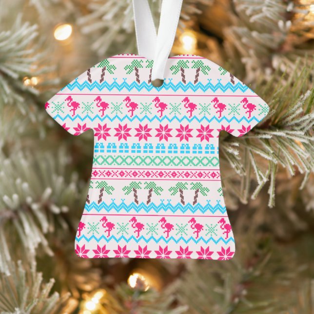 Ugor Christmas Sweater Tropical Flamingo Ornament (Baum)