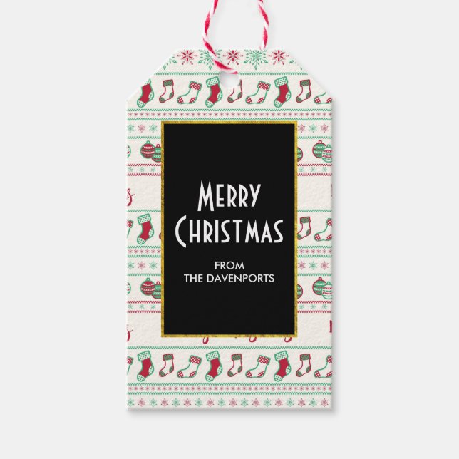 Uguler Weihnachts-Sweater-Pattern Urlaub Geschenkanhänger (Vorderseite)