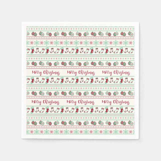 Uguler Weihnachts-Sweater-Pattern Urlaub Serviette (Vorderseite)
