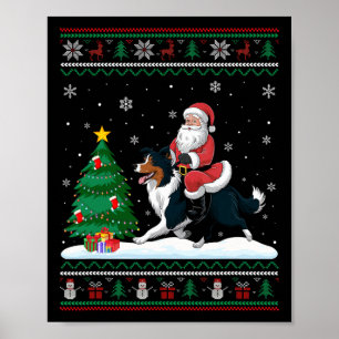 Uguler Weihnachtsbaum Lights Santa Riding Border C Poster