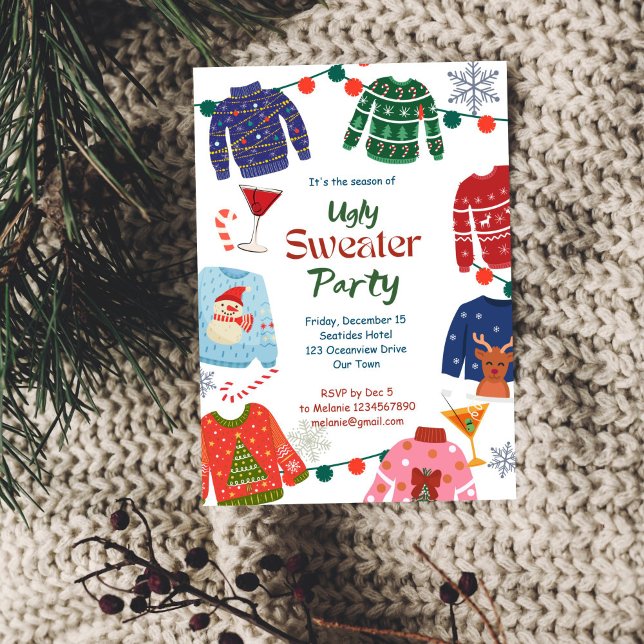 Ugules Weihnachtsweihnachtsgebäck lustig Einladung (Ugly sweater Christmas party funny Invitation editable template instant download office party invite)
