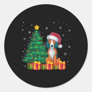 Ugus American Foxhound Weihnachtsmannmütze Weihnac Runder Aufkleber