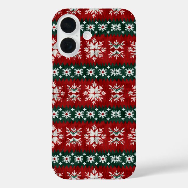Ugus Weihnachts Sweater rot und grün iPhone 16 Hülle (Rückseite)