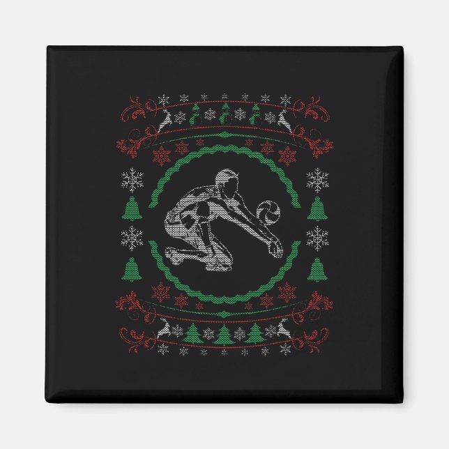 Ugusweihnachtliche Volleyball Funny Xmas Magnet (Vorne)