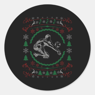 Ugusweihnachtliche Volleyball Funny Xmas Runder Aufkleber
