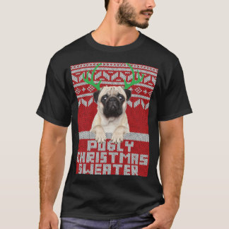 Ugusweihnachtsmuster Niedlicher Mops Pugly Christm T-Shirt