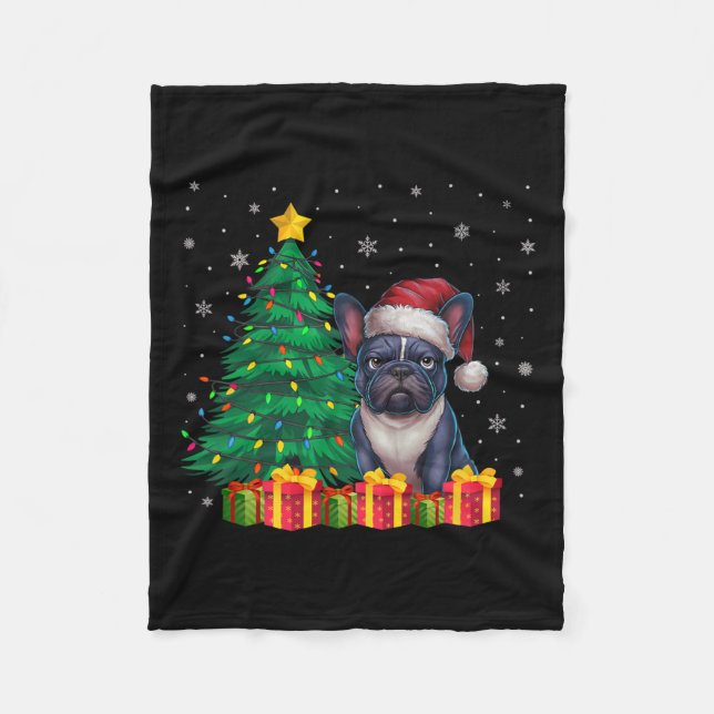 Ugusy French Bulldog Weihnachtsmannmütze Christmas Fleecedecke (Vorderseite)