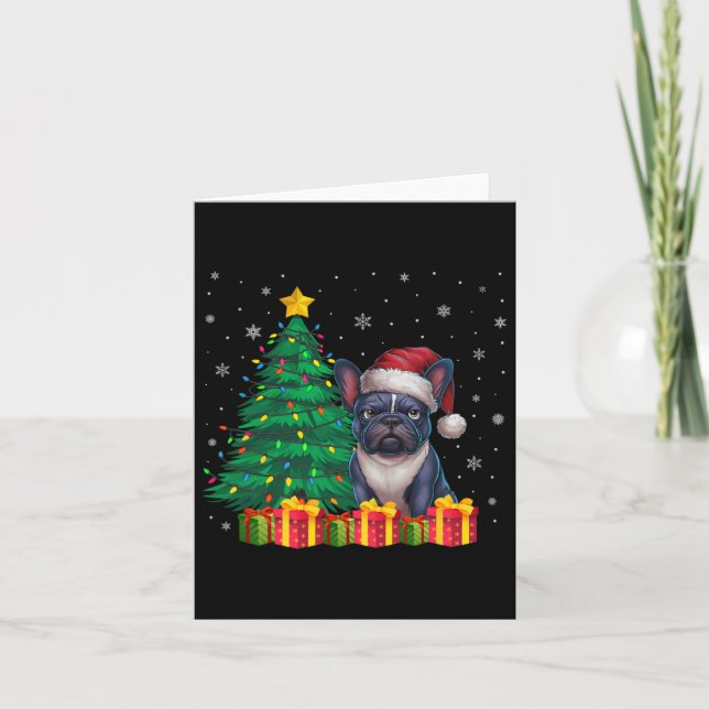 Ugusy French Bulldog Weihnachtsmannmütze Christmas Karte (Vorderseite)