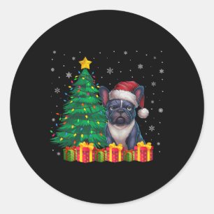 Ugusy French Bulldog Weihnachtsmannmütze Christmas Runder Aufkleber