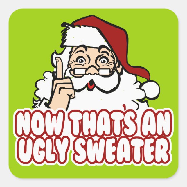 Ugy Christmas Sweater Santa Quadratischer Aufkleber (Vorderseite)