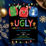 Ugy Sweater Christmas Party Tacky Vest Chalkboard Einladung<br><div class="desc">Fröhliche und helle Weihnachtsweihnachtsweih-Party Einladung mit hässlichen Pullover und bunten Weihnachtsbeleuchtung. Personalisieren Sie es heute mit Ihren Party-Details,  einfach drücken Sie die Schaltfläche Anpassen,  um den Stil und die Platzierung des Textes weiter zu ordnen und zu formatieren. c) das Happy Cat Studio.</div>