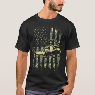 Uh-1 Huey Flagge US Tarnmuster Militärhubschrauber T-Shirt
