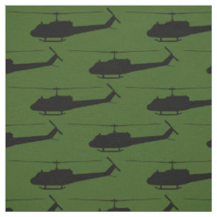 UH-1 Huey Silhouette Black auf Green Stoff