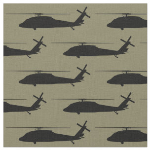 UH-60 BlackHawk Helicopter Black Silhouette Stoff