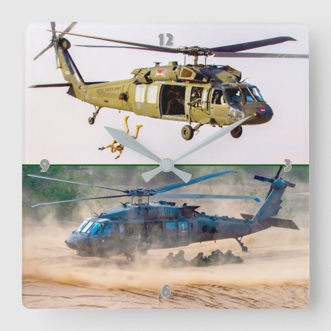 UH-60M SCHWARZHAWK QUADRATISCHE WANDUHR (Vorderseite)
