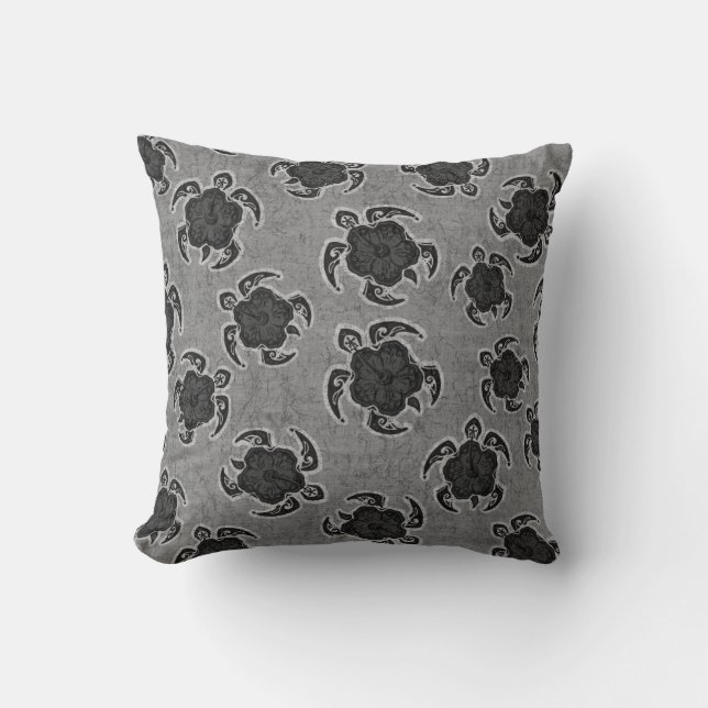 Uhane Honu Hibiskus Batik Hawaiian Turtle Kissen (Vorderseite)