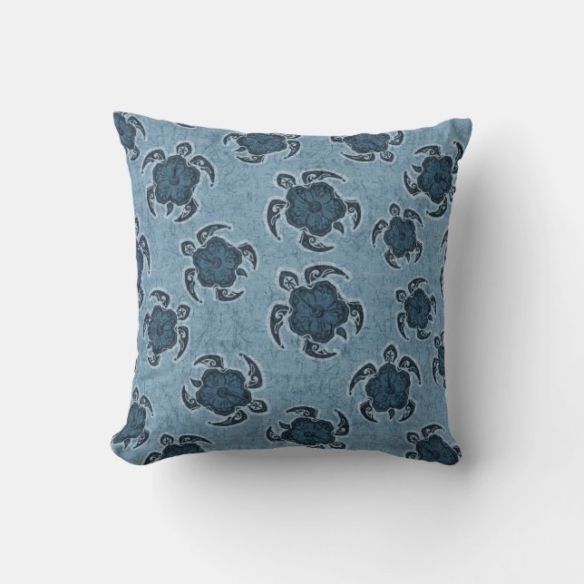 Uhane Honu Hibiskus Batik Hawaiian Turtle Kissen (Vorderseite)