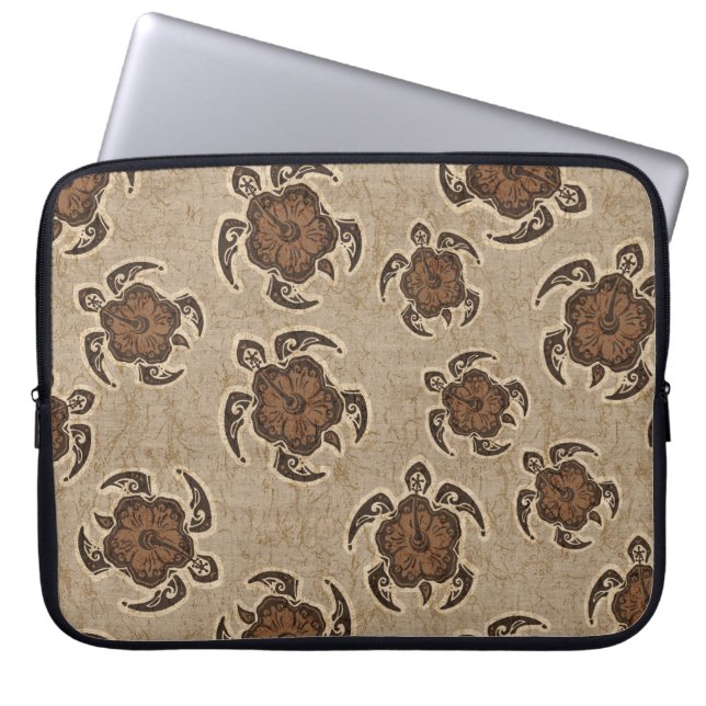 Uhane Honu Hibiskus Batik Hawaiian Turtle Wetsuit Laptopschutzhülle (Vorderseite)