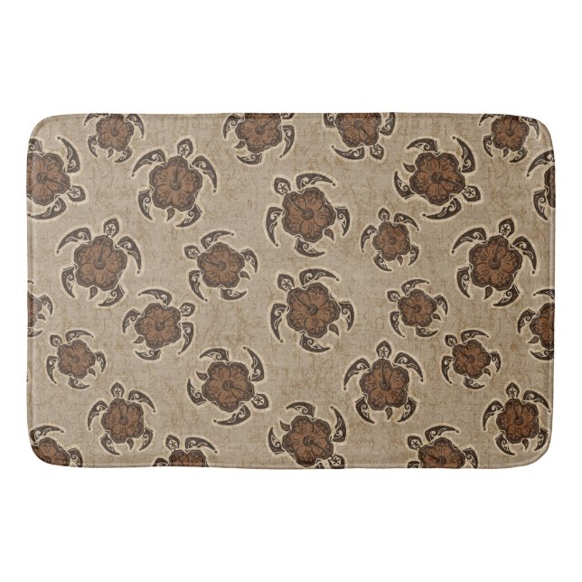 Uhane Honu Hibiskus-Batik-Hawaiianer-Schildkröte Badematte (Vorderseite)