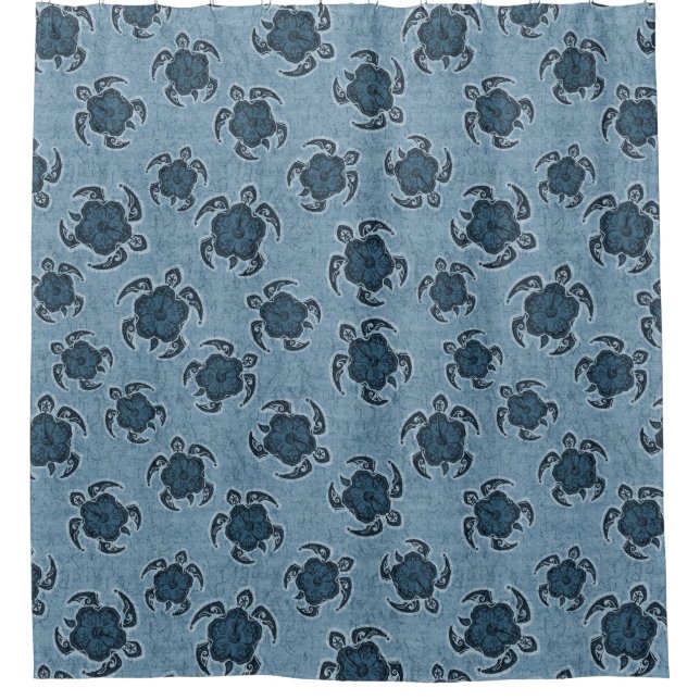 Uhane Honu Hibiskus-Batik-Hawaiianer-Schildkröte Duschvorhang (Vorderseite)