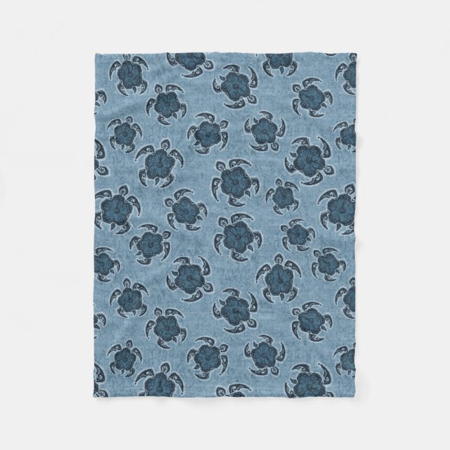 Uhane Honu Hibiskus-Batik-Hawaiianer-Schildkröte Fleecedecke (Vorderseite)