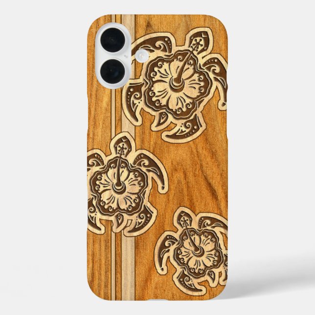 Uhane Honu Imitats Wood Hawaiian Turtle Case-Mate  iPhone 16 Plus Hülle (Rückseite)