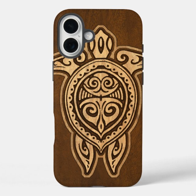 Uhane Honu Imitats Wood Hawaiian Turtle iPhone 5 F iPhone 16 Plus Hülle (Rückseite)