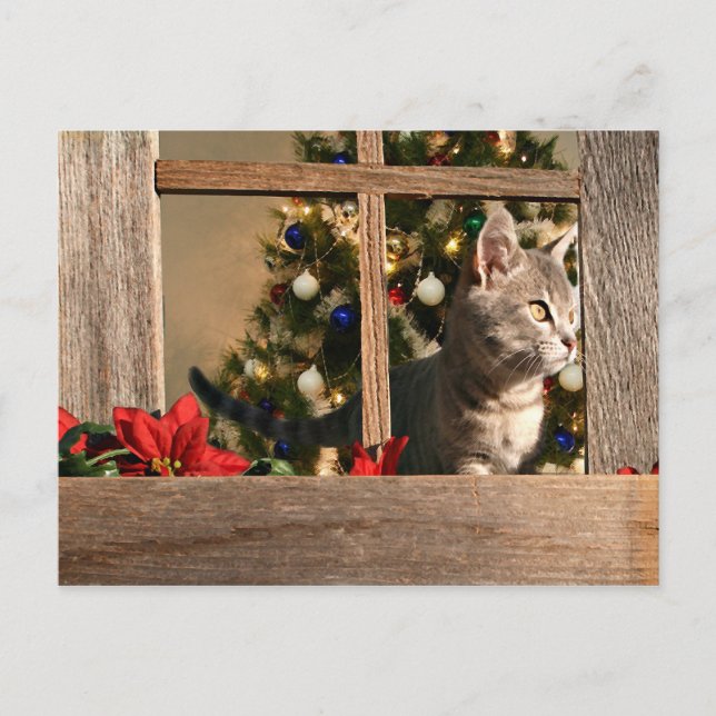 Uhr auf den Weihnachtsmann Feiertagspostkarte (Vorderseite)